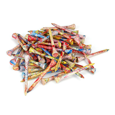 100 Pcs Colour Splash Wooden Golf Tees 70MM